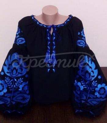 Чорна жіноча вишиванка "Квітка щастя" фото